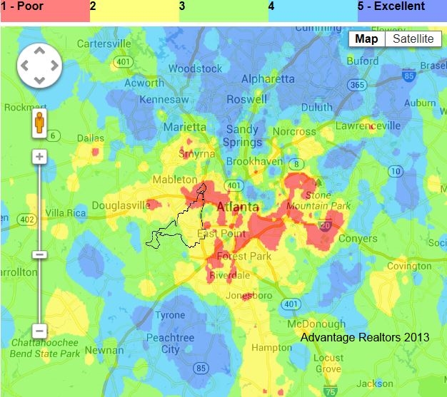 Atlanta School Test Score Heat Map